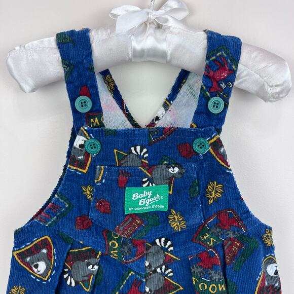 Vintage OshKosh B'gosh Blue Fall Forest Overalls 6-9 Months USA - Picture 2 of 7